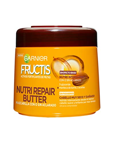 Garnier Fructis Nutri Repair Butter Mascarilla Fortificante que Nutre y Suaviza, con 3-Glyceride, Manteca de Karité y 3 Aceites - 300 ml