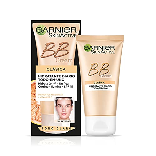 Garnier Skin Active BB Cream Clásica Perfeccionador Prodigioso para Pieles Normales, Tono Claro SPF15 con Vitamina C - 50 ml