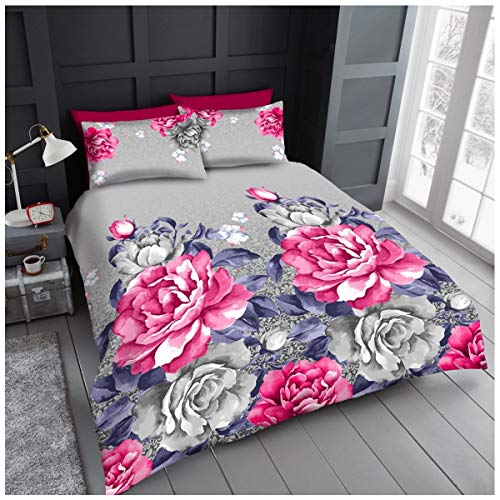 Gaveno Cavailia Lujoso Juego de Cama Aubrey con Funda de edredón y Fundas de Almohada, poliéster y algodón, Color Gris, tamaño King