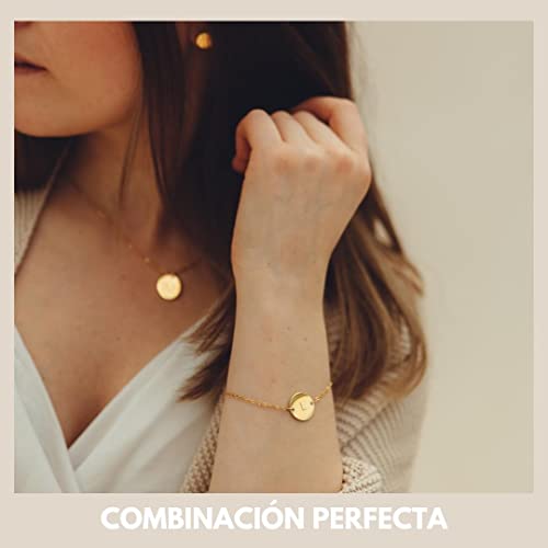 GD GOOD.designs EST. 2015 Collar Colgante Iniciales I Cadena Oro de Mujer de Letras I Regalos para la Novia I Joyería Chapado en Oro de 18 Quilates (N)