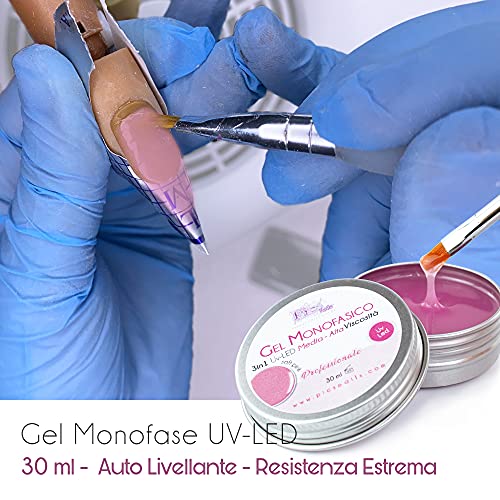 Gel Constructor Profesional UV-LED 3 en 1 Rosa Claro Monofásico - 30 ml VISCOSIDAD MEDIA-alta Autonivelante para extensión de uñas, ultrarresistente para extensión de uñas