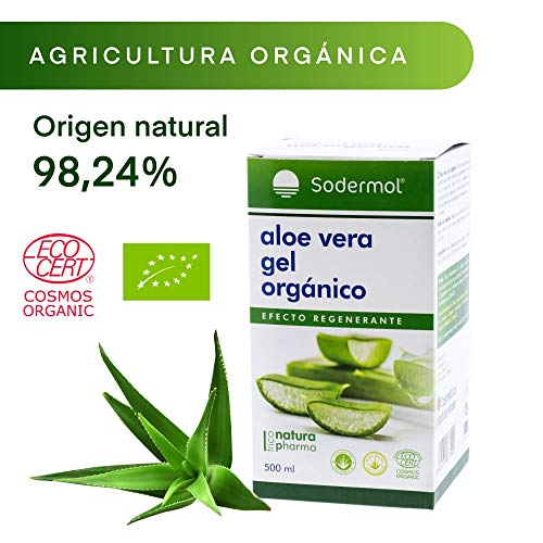 Gel crema Aloe vera puro 100% Bio Ecológico hidratante natural para piel irritada por el depilado y afeitado/Quemaduras solares y picadura de insectos. Uso Facial (cara) y Corporal (500ml) (500 ML)