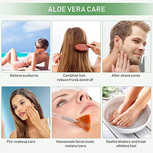 Gel de aloe vera orgánico de 300ML - crema hidratante natural , crema hidratante para el vello corporal, cuidado de las quemaduras solares, cicatrices reparadoras, calmantes y antiinflamatorias