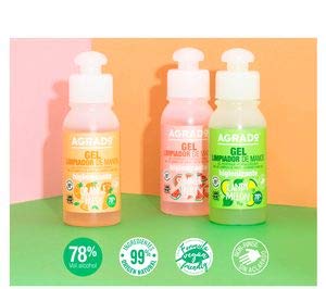 Gel Hidroalcohólico Limpiador de manos Orange Fresh Higienizante 78% Alcohol Sin Aclarado 80 ml Formato ideal Bolso o Mochila Aroma Naranja Frutas AGRADO