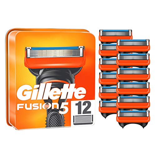 Gillette Fusion5 - Cuchillas de afeitar para hombre (12 unidades, hasta 20 afeitados por hoja)