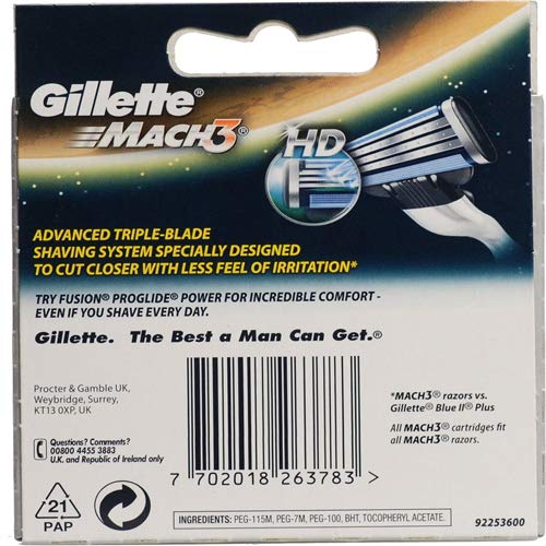 Gillette Mach 3 Cargador Recambios Maquinilla - 8 Piezas