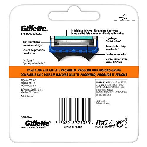 Gillette ProGlide - Cuchillas de afeitar para hombre, 12 unidades, con 5 cuchillas antiirritación para un afeitado apurado y duradero