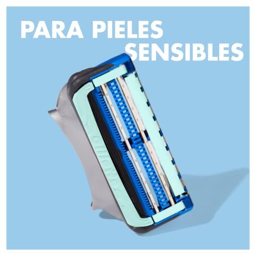 Gillette SkinGuard Maquinilla de Afeitar Hombre, Pieles Sensibles + 4 Cuchillas de Recambio