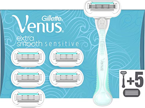 Gillette Venus Delux Smooth Sensitive Maquinilla de Afeitar Mujer + 6 Cuchillas de Recambio