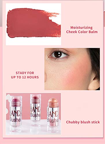 GL-Turelifes Blush Stick Blush Cream Lápiz de colorete hidratante, iluminador y recortador, colorete en barra que aumenta el brillo y el estado de ánimo El maquillaje de mejillas agrega brillo (#05)