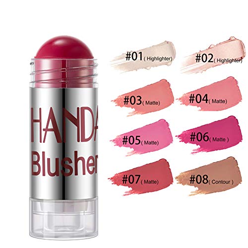 GL-Turelifes Blush Stick Blush Cream Lápiz de colorete hidratante, iluminador y recortador, colorete en barra que aumenta el brillo y el estado de ánimo El maquillaje de mejillas agrega brillo (#04)