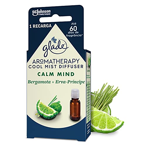 Glade Aromatherapy Recambios para Difusor de aceites esenciales, fragancia Caml Mind [Bergamot & Lemongrass] más de 60 días de duración por recambio. Pack de 2 recambios