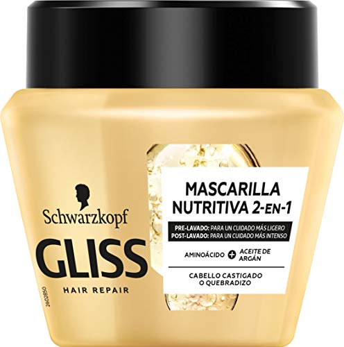 Gliss - Mascarilla para pelo castigado o quebradizo - Ultimate Oil Elixir – 6uds 300ml (1.800ml) – Gama Nutrición