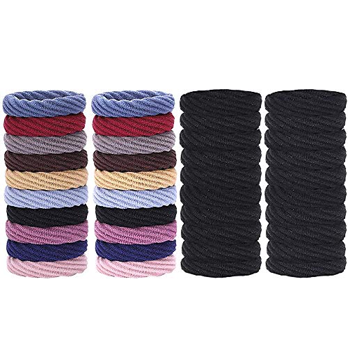 Gomas del Pelo Elasticas 40 PCS Elástico Banda de Pelo, Gomas del Pelo Mujer, Gomas de Pelo Coletero, Lazos para el Cabello Grueso para Bebés Niñas Niños pequeños Negro Color