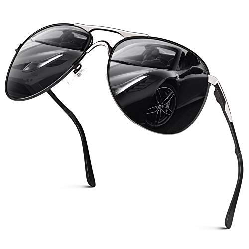 GQUEEN Gafas de Sol Hombre Polarizadas Clásico Aviador Protección UV400 Retro Gafas de Sol Mujer Piloto Metal
