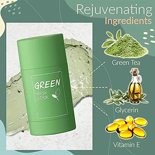 Green Mask Stick, Mascarilla de Limpieza Profunda, Mascarilla Sólida de Control de Aceite,Mascarilla de té Verde,Deep Cleansing Mask,Elimina eficazmente el acné, Purifica la piel (1pc)