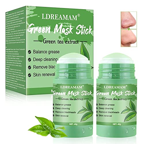 Green Mask Stick,Mascarilla de Limpieza Profunda,Mascarilla Limpiadora Facial,Mascarilla en Barra Sólida,Control Aceite Hidratante Facial,Limpieza Profunda Poros,Removedor de Espinillas