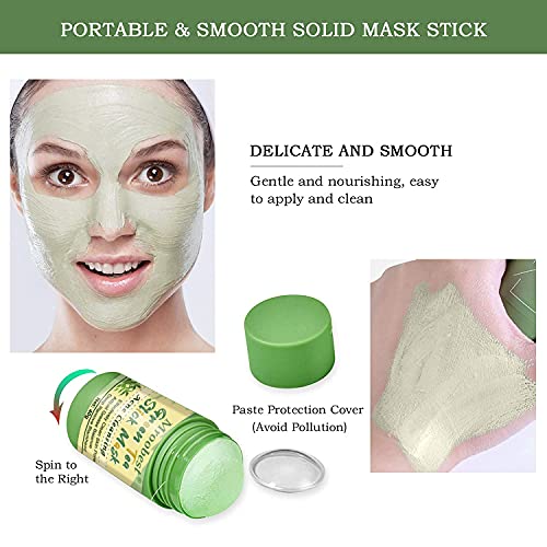 Green Stick Mask, Mascarilla de Limpieza Profunda, Mascarilla Purificadora de Té Verde para Control de Aceite Anti acné, Elimina eficazmente el acné, Purifica la piel, Mejora la sequedad de la piel