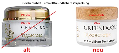 Greendoor Crema de día con té blanco, 50ml, protección reafirmante natural Cuidado de día sin Brillo graso, Cosmética natural Calidad de fabricación, Crema facial, crema para la Cara