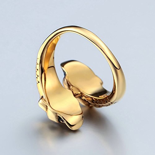 Gualiy Anillo Acero Inoxidable Boda 17MMAnillo de Cráneo esqueléticopara Hombre, niño, Padre, Esposo, Oro, Tamaño 27