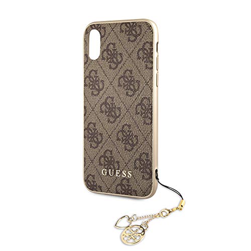 Guess Funda Trasera Original Charms Hard Case 4G para iPhone X - Marrón