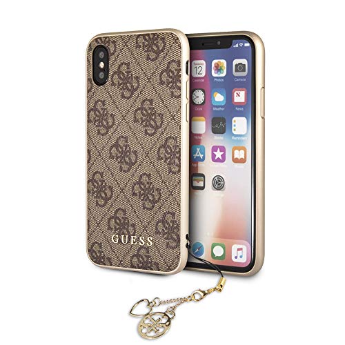 Guess Funda Trasera Original Charms Hard Case 4G para iPhone X - Marrón