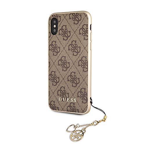 Guess Funda Trasera Original Charms Hard Case 4G para iPhone X - Marrón