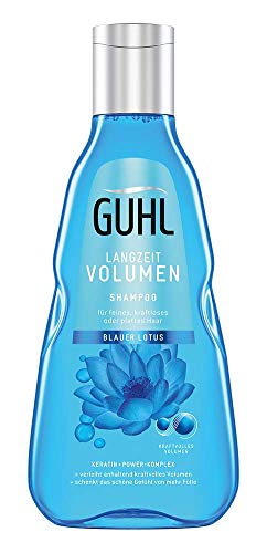 Guhl Champú para volumen a largo plazo, 250 ml, loto azul, aporta volumen vigoroso al cabello fino y sin fuerza