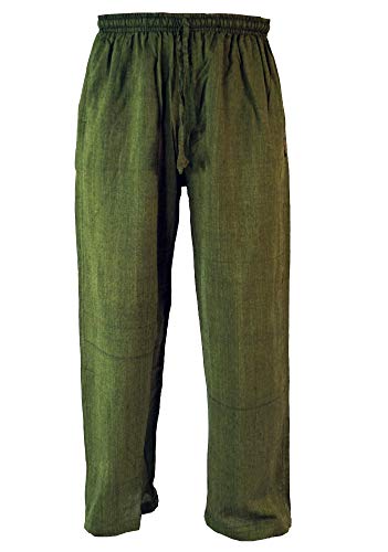 GURU-SHOP, Pantalones de Yoga, Pantalones Goa, Verde, Algodón, Tamaño:XL (52), Pantalones de Hombre