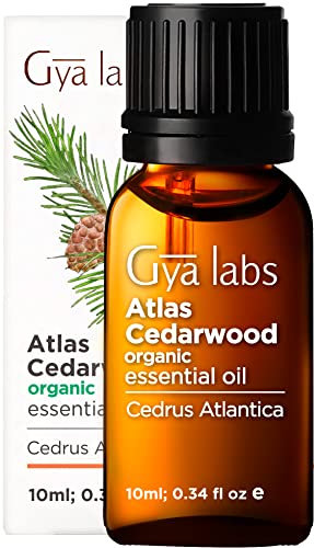 Gya Labs Aceite esencial cedro atlas orgánico para difusor - Impulsa el crecimiento cabello, calma piel sensible y mejora el sueño - 100 Aceite cedro grado terapéutico puro para aromaterapia - 10ml