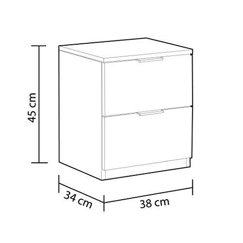 Habitdesign Mesita de Noche, Book Oficina, Modelo Low Cost, Acabado en Blanco Mate, Medidas: 38 cm (Ancho) x 45 cm (Alto) x 34 cm (Fondo)