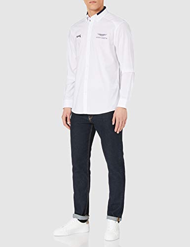 Hackett London Amr Essential Trim Camisa, 800 Blanco, S para Hombre