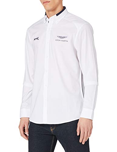 Hackett London Amr Essential Trim Camisa, 800 Blanco, S para Hombre