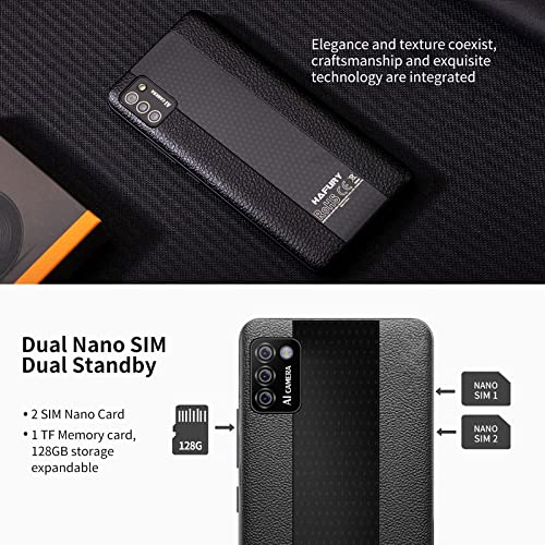 HAFURY Smartphone Libre, Teléfono Móvil Barato y Bueno 4G Cámara Triple 2GB+16GB 128GB Expandible Pantalla 5,5 Pulgadas Dual SIM Face ID 3100 mAh, Móvil Desbloqueado Android 10, Negro