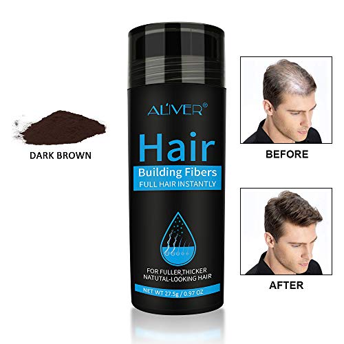 Hair Building Fibers, Nature Keratin Hair Building Fibers, Full Hair Instantly Hair Loss Concealer for Men and Women (marrón oscuro)