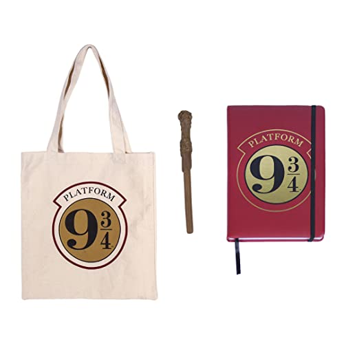 Harry Potter Cuaderno, Bolso de Compra y Bolígrafo Varita, Libreta de Notas Tapa Dura, Bolsa Ecológica Reutilizable, Diseño Hogwarts, Regalo Harry Potter