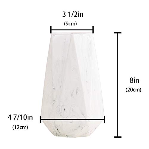 HCHLQLZ 20cm Mármol Blanco Decorativos Modernos Ceramica Jarrones de Flores para Mesa de Comedor Sala de Estar Idea Regalo para Cumpleaños Boda Navidad