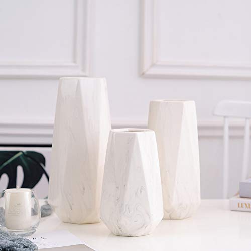 HCHLQLZ 20cm Mármol Blanco Decorativos Modernos Ceramica Jarrones de Flores para Mesa de Comedor Sala de Estar Idea Regalo para Cumpleaños Boda Navidad