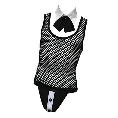 Healifty 3 Piezas Hombres Sexy Body Mesh Transparente Ver a Través de Encaje Ropa Interior Bragas Lencería Crossdress Bodys