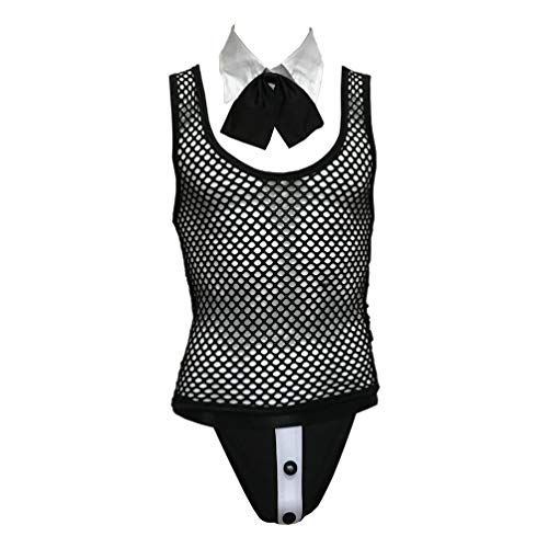 Healifty 3 Piezas Hombres Sexy Body Mesh Transparente Ver a Través de Encaje Ropa Interior Bragas Lencería Crossdress Bodys