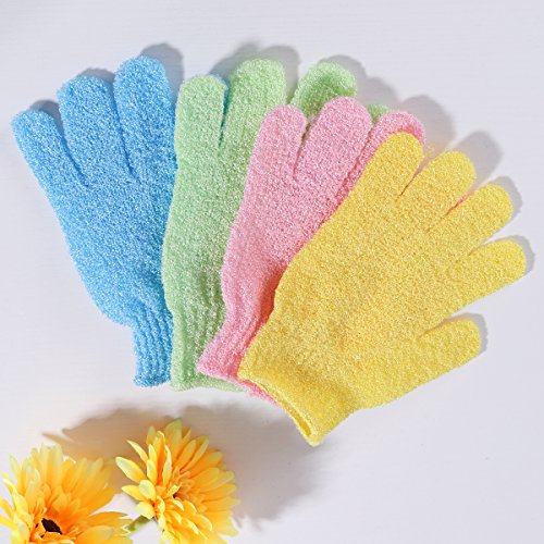 Healifty 4 pares de guantes exfoliantes de baño con esponja, para taburetes