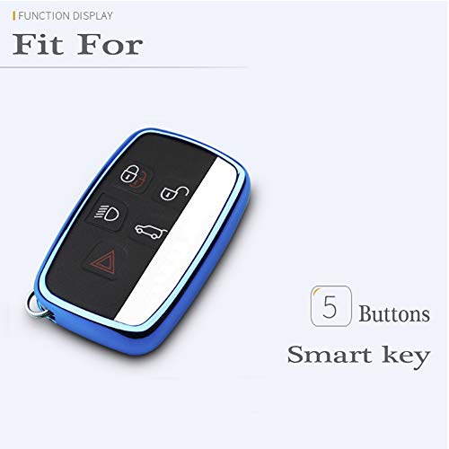 Heart Horse - Funda Protectora de Silicona Suave de TPU con 5 Botones para Land Rover Key Shell Jaguar Key Fob Aurora XEL XFL F-Pace Key Set Key Case (Azul)