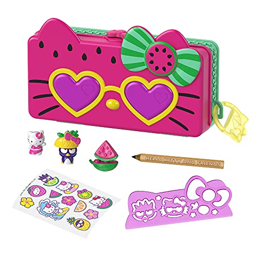 Hello Kitty Set de juego de lápices con diseño de sandía con muñecos y accesorios de juguete (Mattel GVC40)