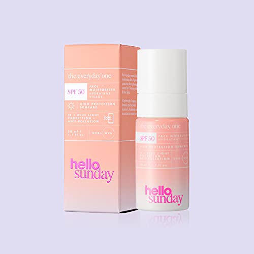 hello sunday | crema hidratante facial Enriquecida con Ácido Hialurónico - con Factor De Protección Solar SPF 50, 50 ml