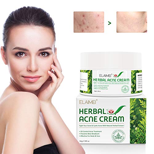 Herbal Acne Cream, Crema Antiespinillas, Crema Antiacné, Acné Tratamiento, Equilibrar el Agua y el Aceite, Elimina las Manchas de la Piel, Efectivo para Cuerpo y Rostro - 50g