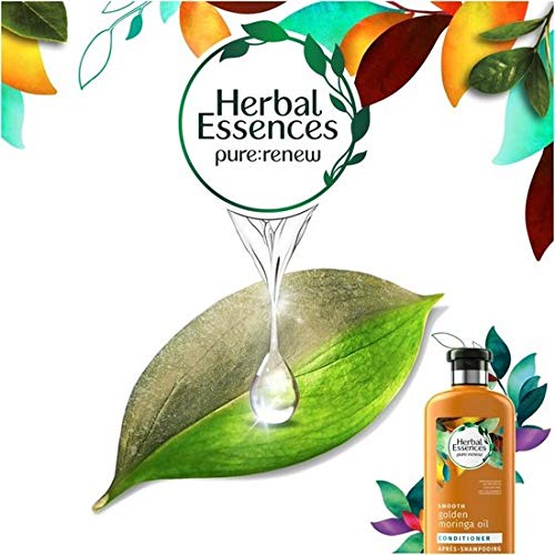 Herbal Essences - Acondicionador de aceite de moringa dorado suave, 90 % de ingredientes de origen natural, sin parabenos, sin colorantes, sin siliconas, sin parafina, lote de 200 ml