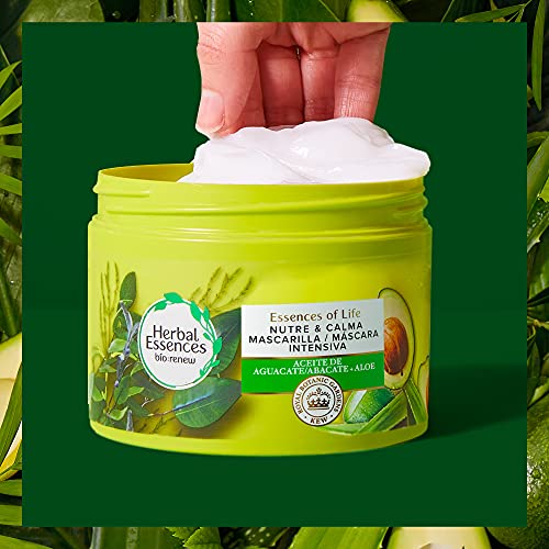 Herbal Essences Sin sulfatos ni Siliconas Paquete Champú + Acondicionador + Mascarilla Aloe y Aguacate, Ingredientes Naturales
