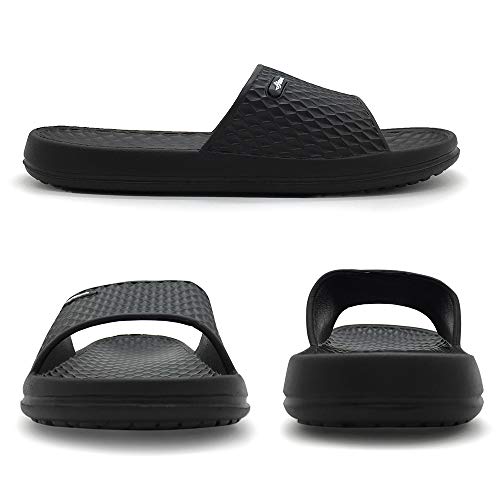 HEVA Sandalias de Punta Descubierta para Hombre Ducha y Baño Zapatillas EVA Playa Chanclas （42 Negro）