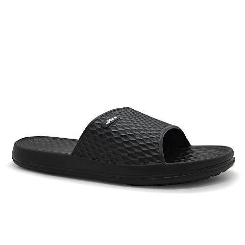 HEVA Sandalias de Punta Descubierta para Hombre Ducha y Baño Zapatillas EVA Playa Chanclas （42 Negro）