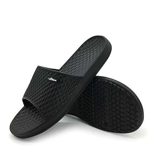 HEVA Sandalias de Punta Descubierta para Hombre Ducha y Baño Zapatillas EVA Playa Chanclas （42 Negro）